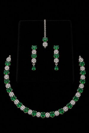 Luxury Gemstones Necklace Set with Bindiya