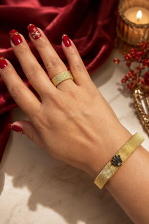 Golden Net Handcuff with ring