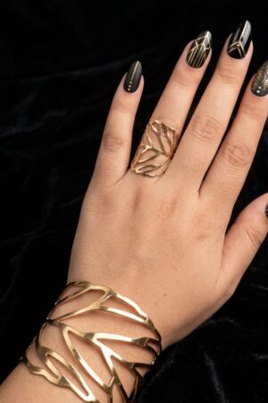 Golden leaf Handcuff with ring