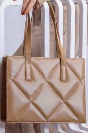 Camel Quilted Diamond Tote