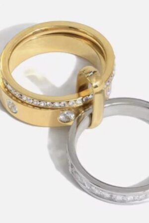 Dual Tone Buckle Platinum Stack Rings