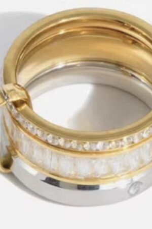 Dual Tone Buckle Spinner Stack Rings