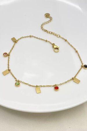 Stainless Steel multi zircon Anklet