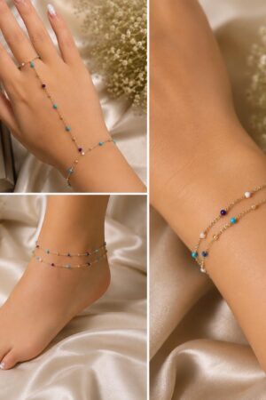 Aqua mini beads multi purpose chains