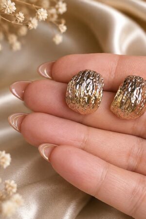 Textured Gold Dome Stud Earrings