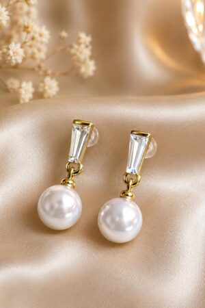 Elegant Rhinestone Pearl drops