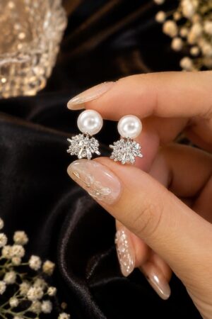 Pearl & Crystal Starburst Dual Stud Earrings