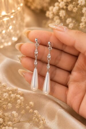 Crystal & Teardrop Pearl Drop Earrings