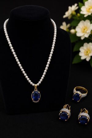 Royal Sapphire Pearls Set
